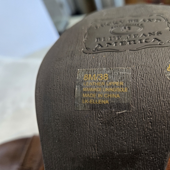 Lucky Brand Blue Jeans America Women's Brown Leather Western Boots size 8 NWOT - Picture 9 of 10